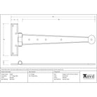 Beeswax 12" Penny End T Hinge (pair) | From The Anvil-T Hinges-Yester Home