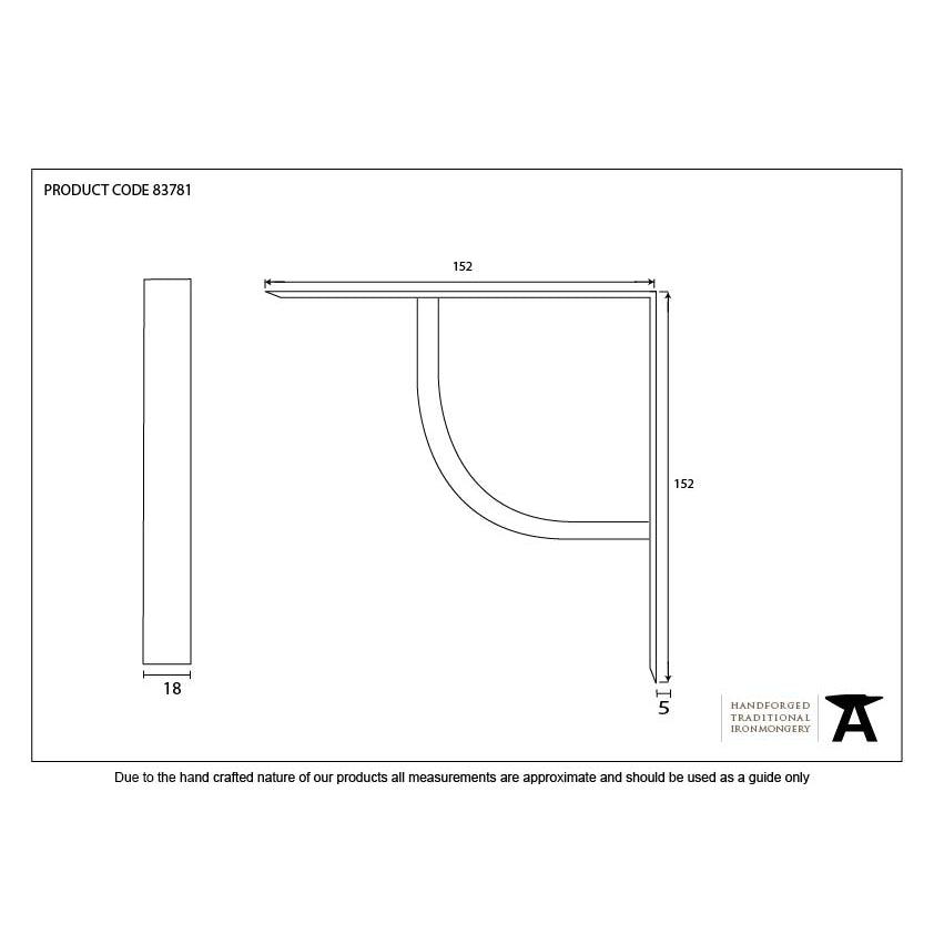 Beeswax 6'' x 6'' Plain Shelf Bracket | From The Anvil-4 - 6" Shelf Brackets-Yester Home