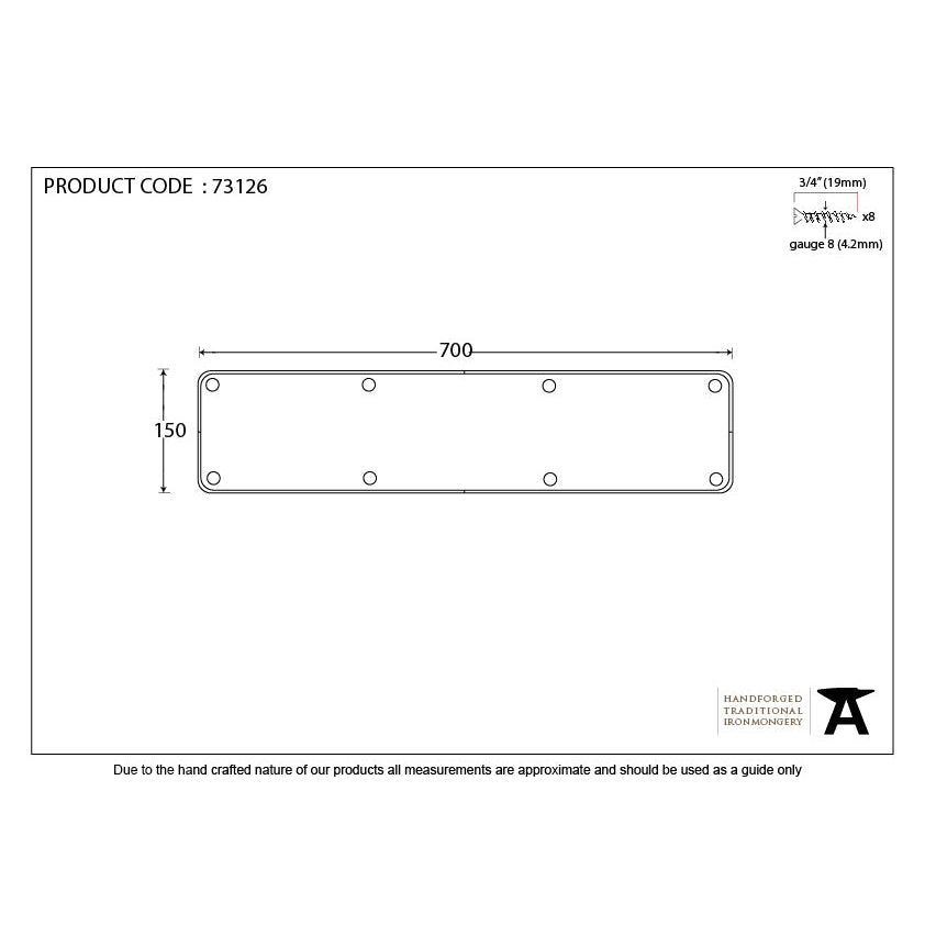 Beeswax 700mm x 150mm Kick Plate | From The Anvil-Kickplates-Yester Home