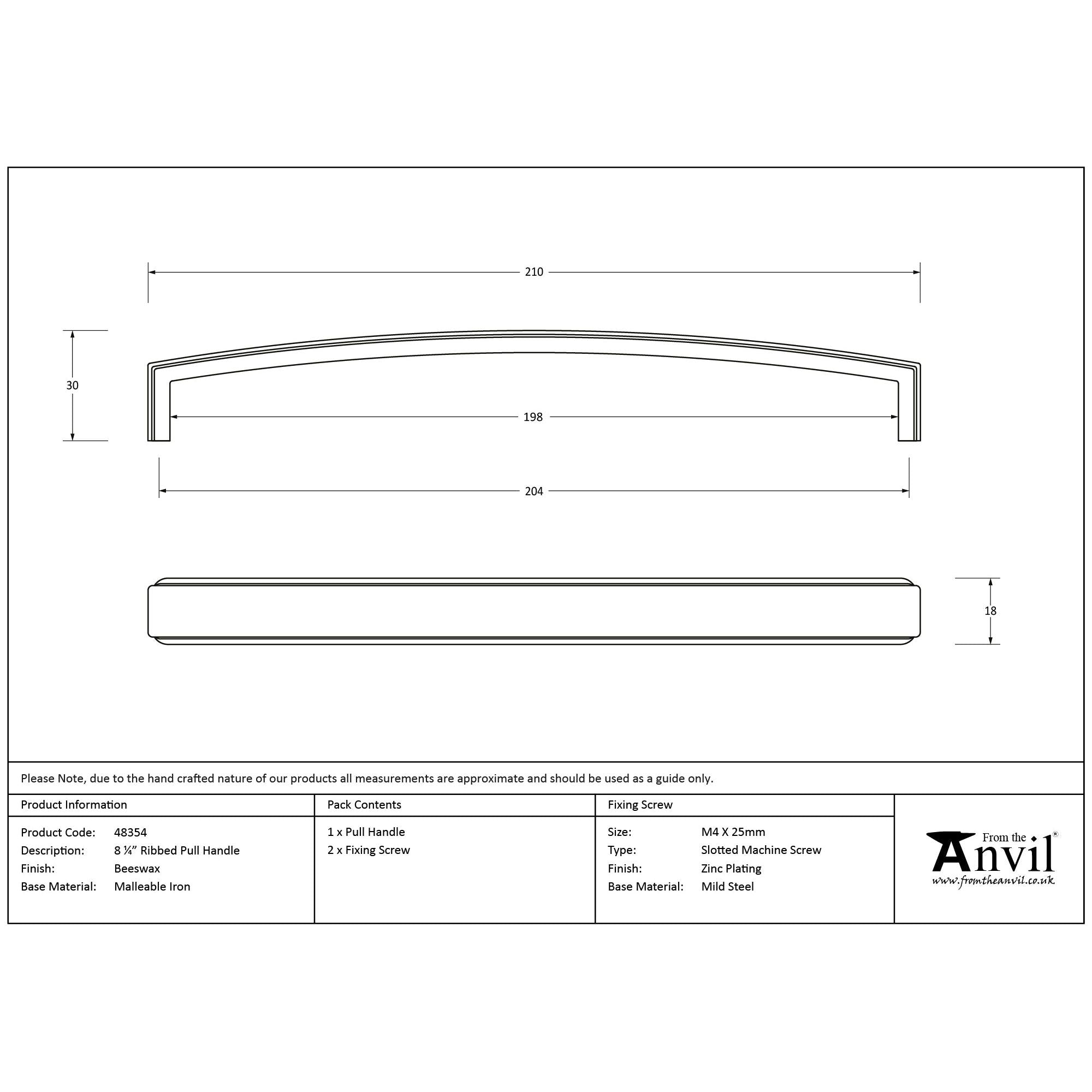 Beeswax 9" Ribbed Pull Handle | From The Anvil - Pull Handles - From The Anvil - Yester Home