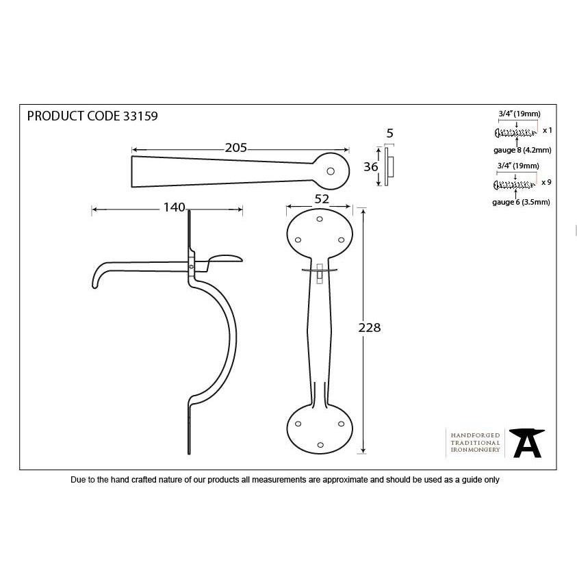 Beeswax Heavy Bean Thumblatch | From The Anvil-Thumblatches-Yester Home