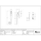 Beeswax LH Locking Night-vent Monkeytail Fastener | From The Anvil-Night-Vent Fasteners-Yester Home