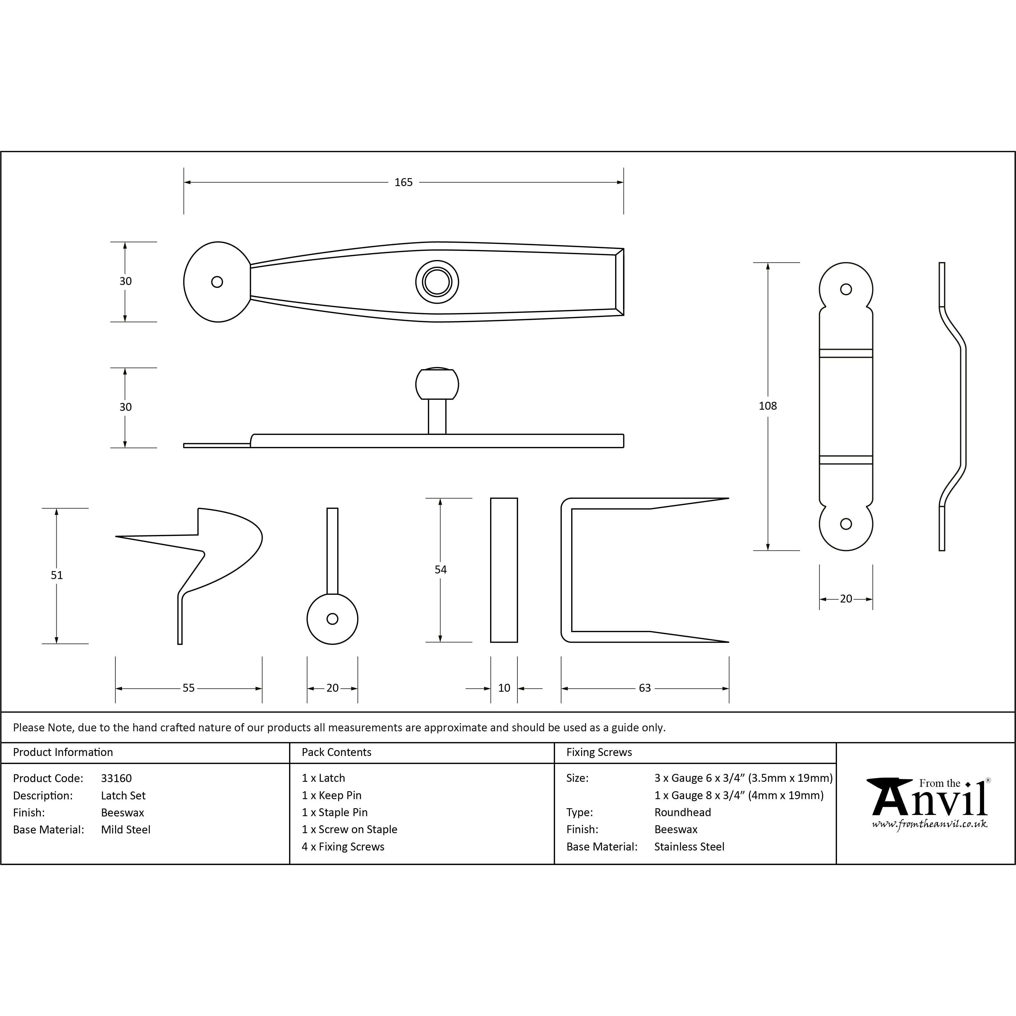 Beeswax Latch Set | From The Anvil-Latches-Yester Home