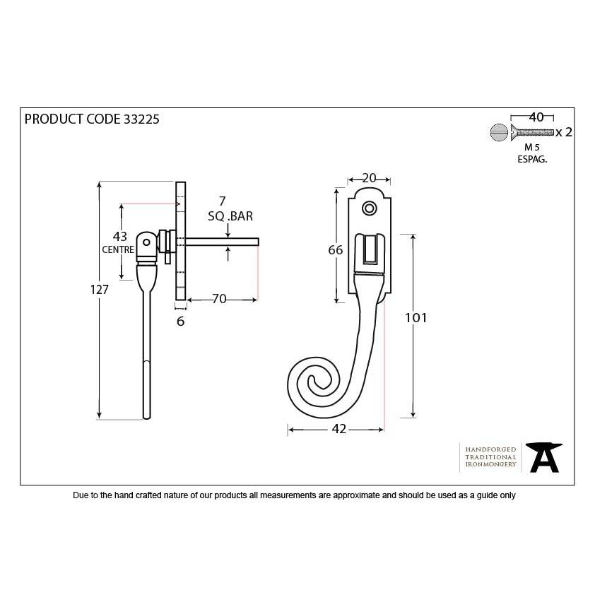 Beeswax Monkeytail Espag - LH | From The Anvil-Espag. Fasteners-Yester Home