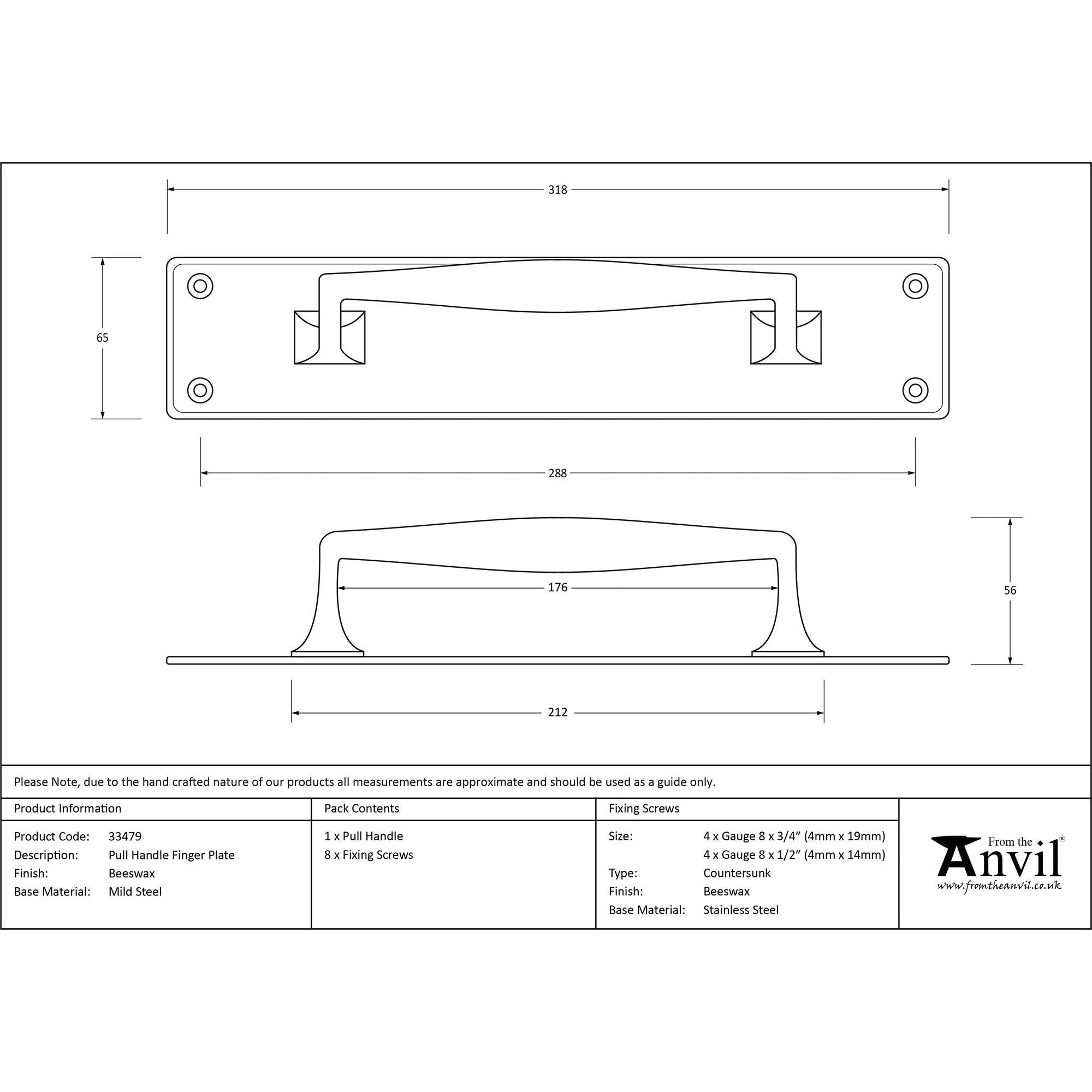 Beeswax Pull Handle on Backplate | From The Anvil - On Backplate - From The Anvil - Yester Home