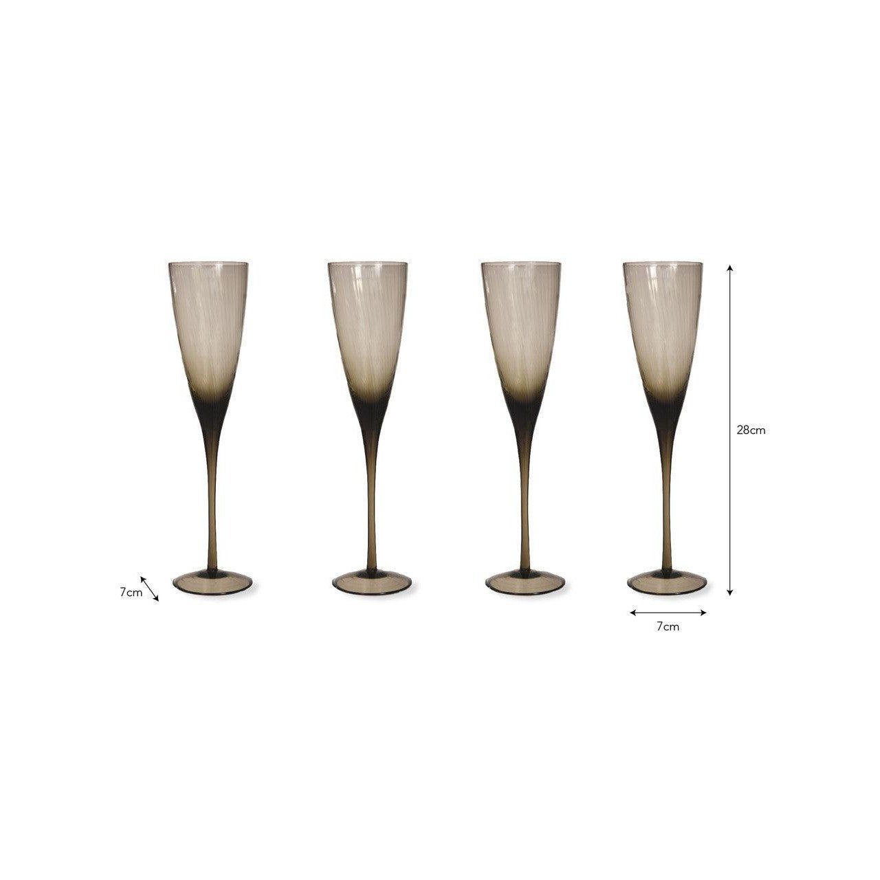 Berkeley Champagne Glasses - Set of 4 - Smoke - Glass - Champagne Glasses - Garden Trading - Yester Home