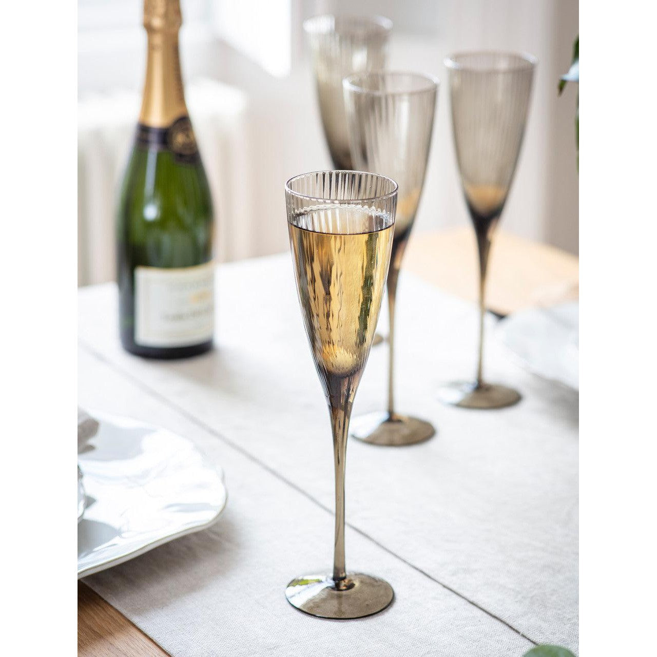 Berkeley Champagne Glasses - Set of 4 - Smoke - Glass - Champagne Glasses - Garden Trading - Yester Home
