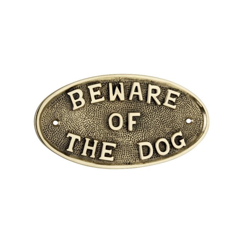 Beware Of The Dog Door Plate Polished Brass-Accessories-Yester Home