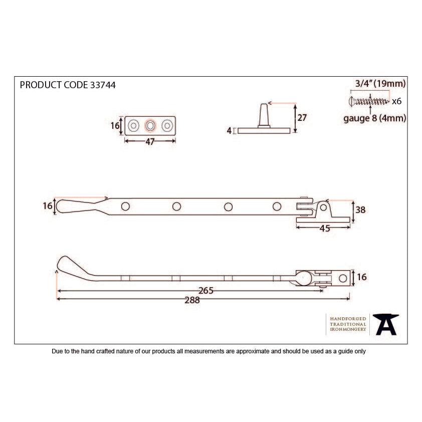Black 10" Cast Peardrop Stay | From The Anvil-Stays-Yester Home