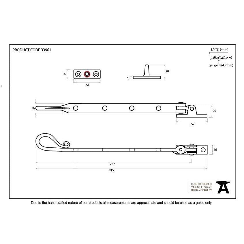Black 10" Shepherd's Crook Stay | From The Anvil-Stays-Yester Home