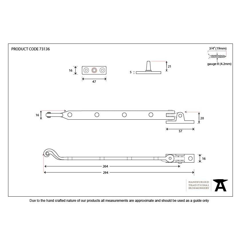 Black 11" Rosehead Stay | From The Anvil-Stays-Yester Home