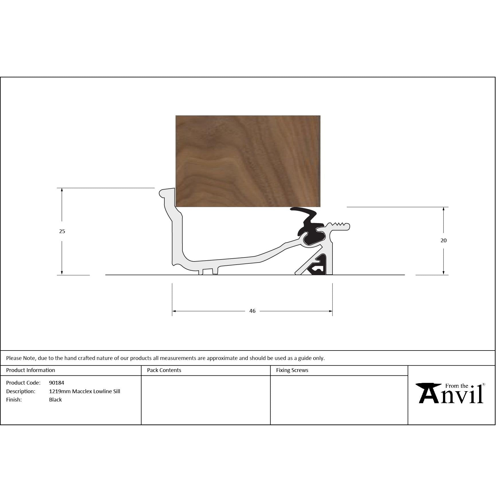 Black 1219mm Macclex Lowline Sill | From The Anvil - Sills - From The Anvil - Yester Home