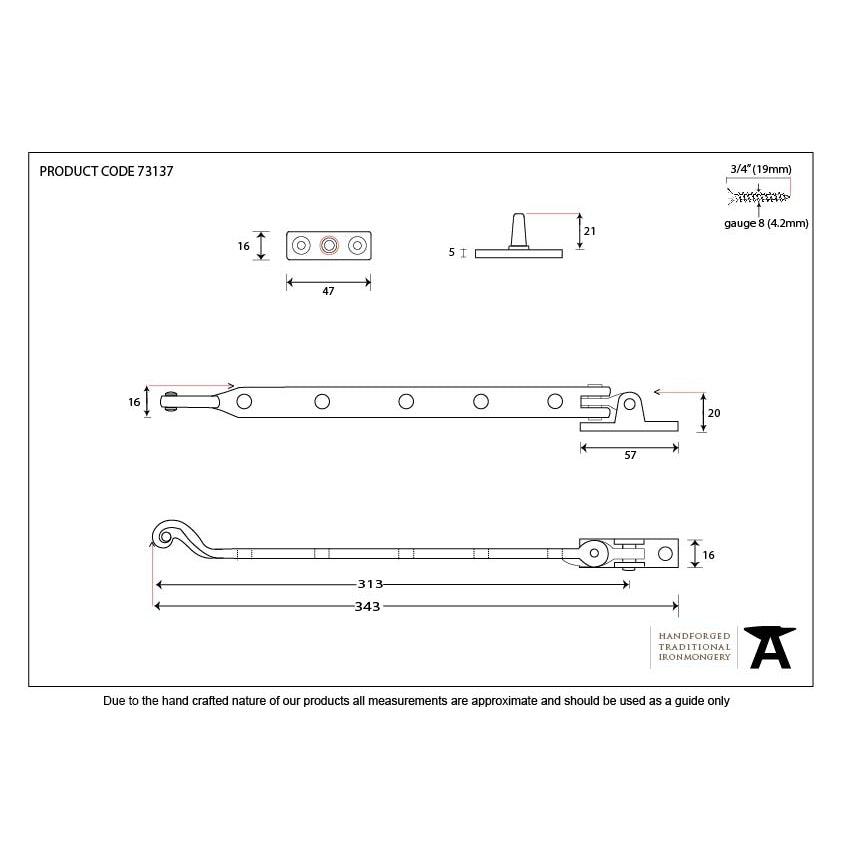 Black 13" Rosehead Stay | From The Anvil-Stays-Yester Home