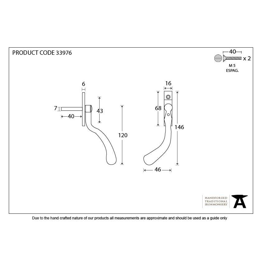 Black 16mm Peardrop Espag - LH | From The Anvil-Espag. Fasteners-Yester Home