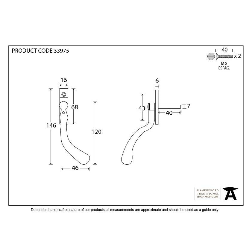 Black 16mm Peardrop Espag - RH | From The Anvil-Espag. Fasteners-Yester Home