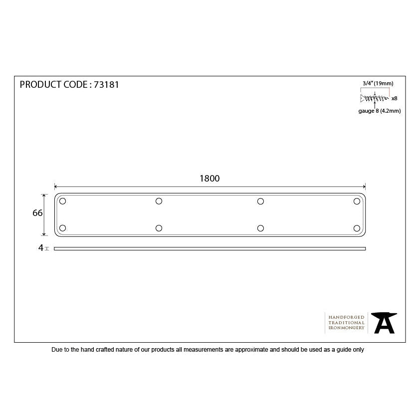 Black 1800mm Plain Fingerplate | From The Anvil-Fingerplates-Yester Home