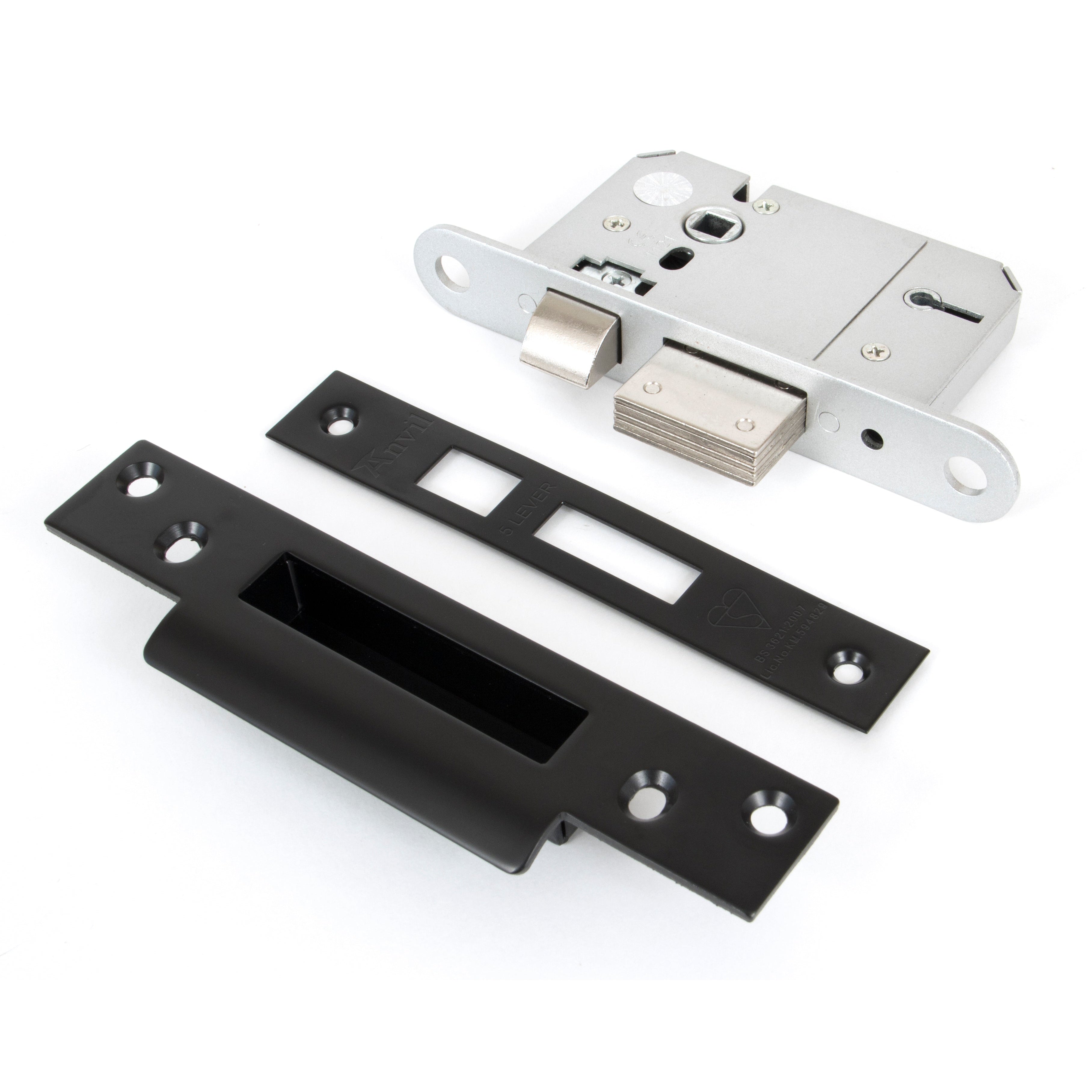Black 2½" 5 Lever BS Sash Lock KA | From The Anvil-Sash Locks-Yester Home