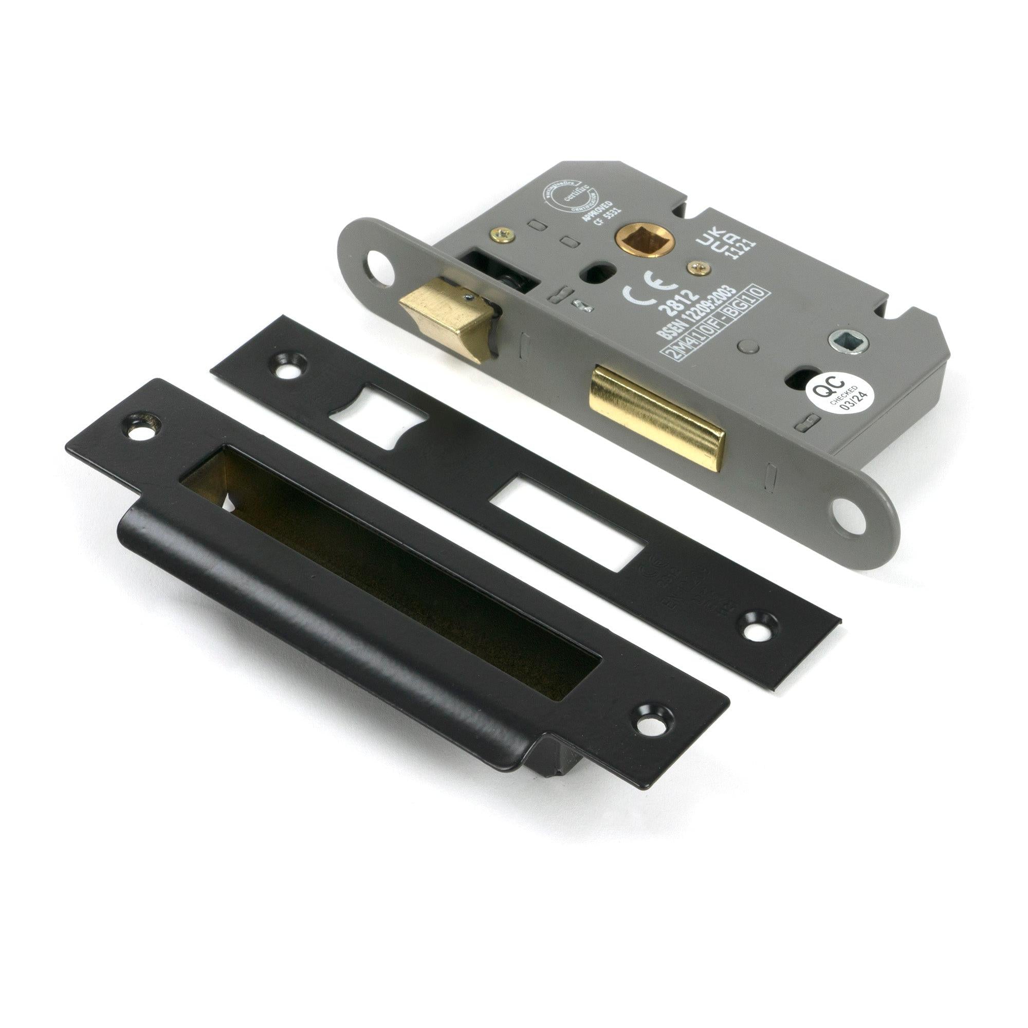 Black 2½" Heavy Duty Bathroom Mortice Lock | From The Anvil - Bathroom Locks - From The Anvil - Yester Home
