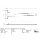 Black 22" Penny End T Hinge (pair) | From The Anvil-T Hinges-Yester Home