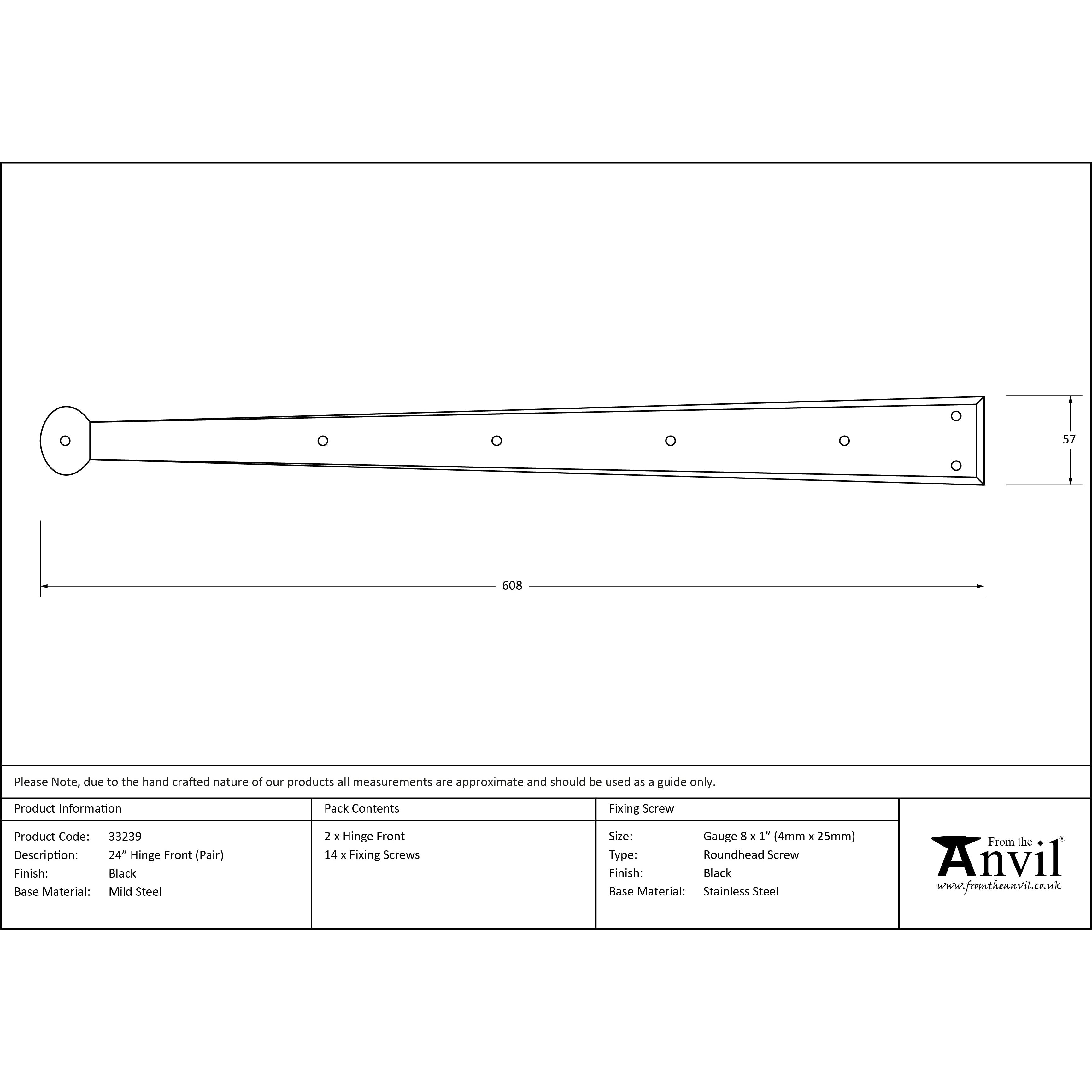 Black 24" Penny End Hinge Front (pair) | From The Anvil-Hinge Fronts-Yester Home