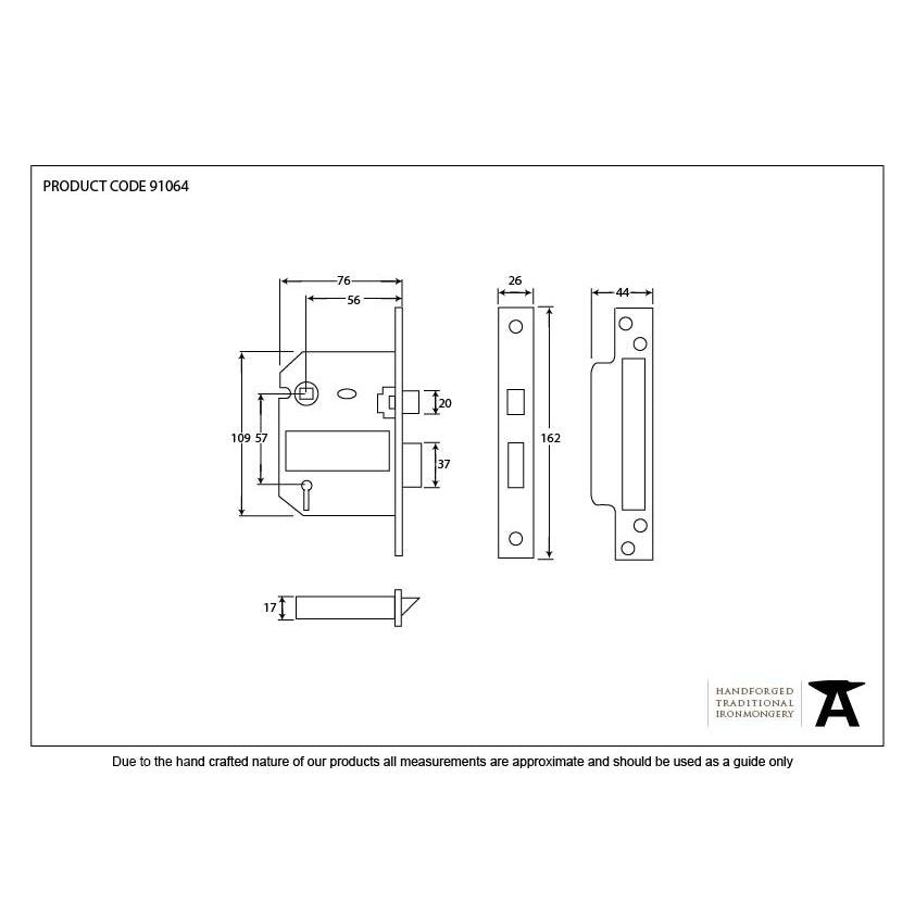 Black 3" 5 Lever BS Sash Lock | From The Anvil