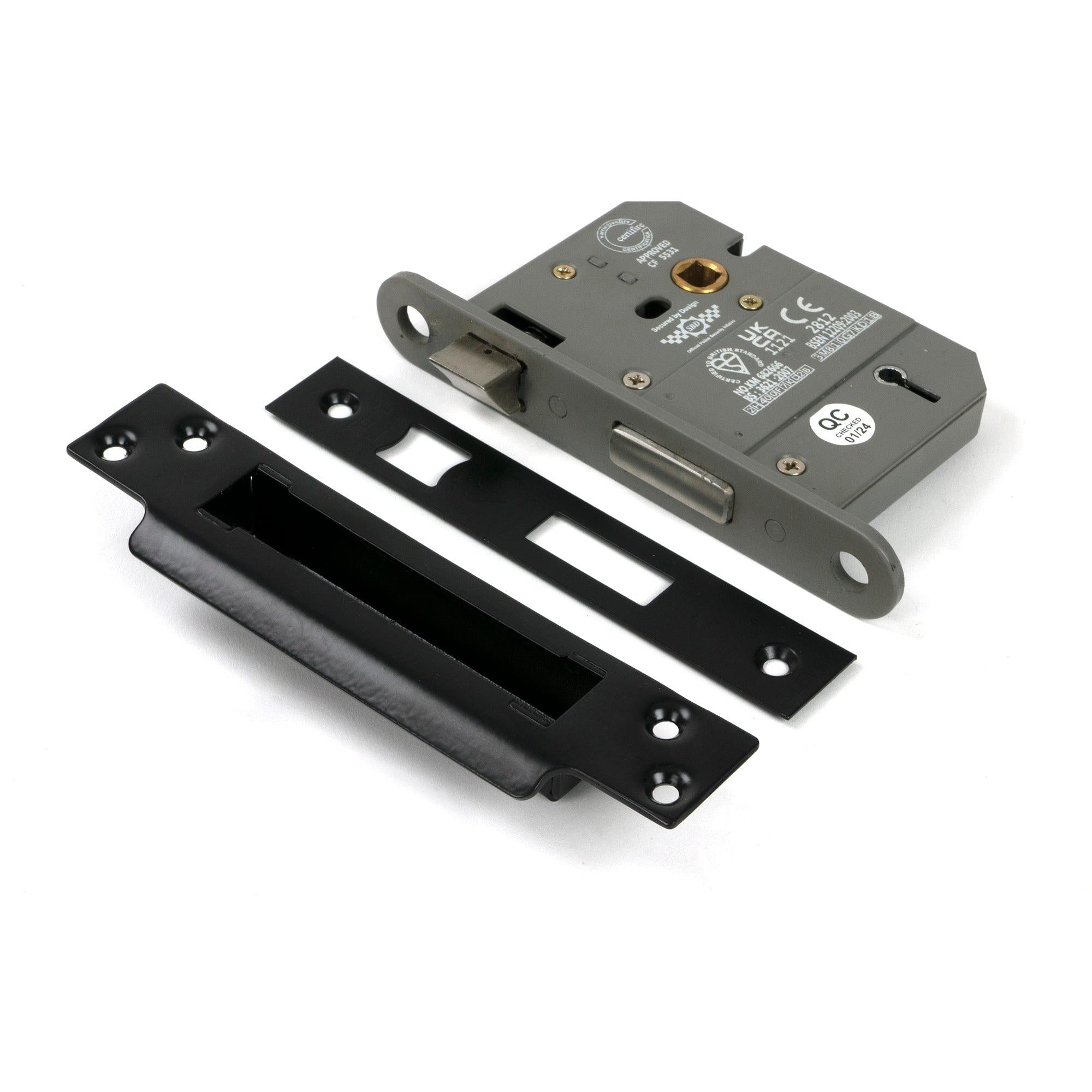 Black 3" 5 Lever BS Sash Lock KA | From The Anvil - Sash Locks - From The Anvil - Yester Home
