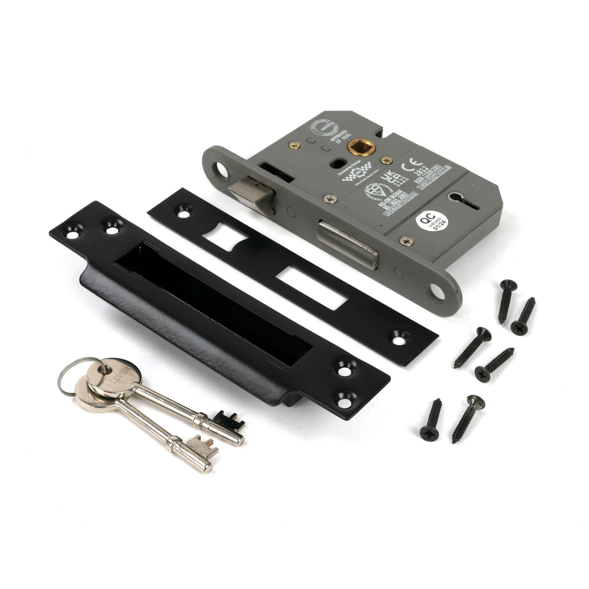 Black 3" 5 Lever BS Sash Lock KA | From The Anvil - Sash Locks - From The Anvil - Yester Home