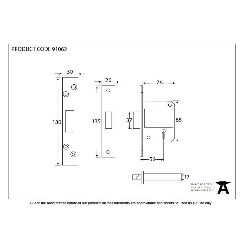 Black 3" BS 5 Lever Deadlock | From The Anvil-Deadlocks & Deadbolts-Yester Home