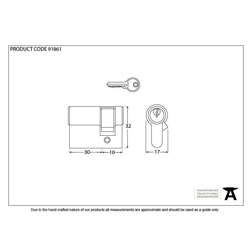 Black 30/10 6pin Single Cylinder | From The Anvil-Euro Cylinders-Yester Home