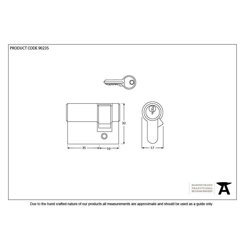 Black 35/10 6pin Single Cylinder | From The Anvil-Euro Cylinders-Yester Home