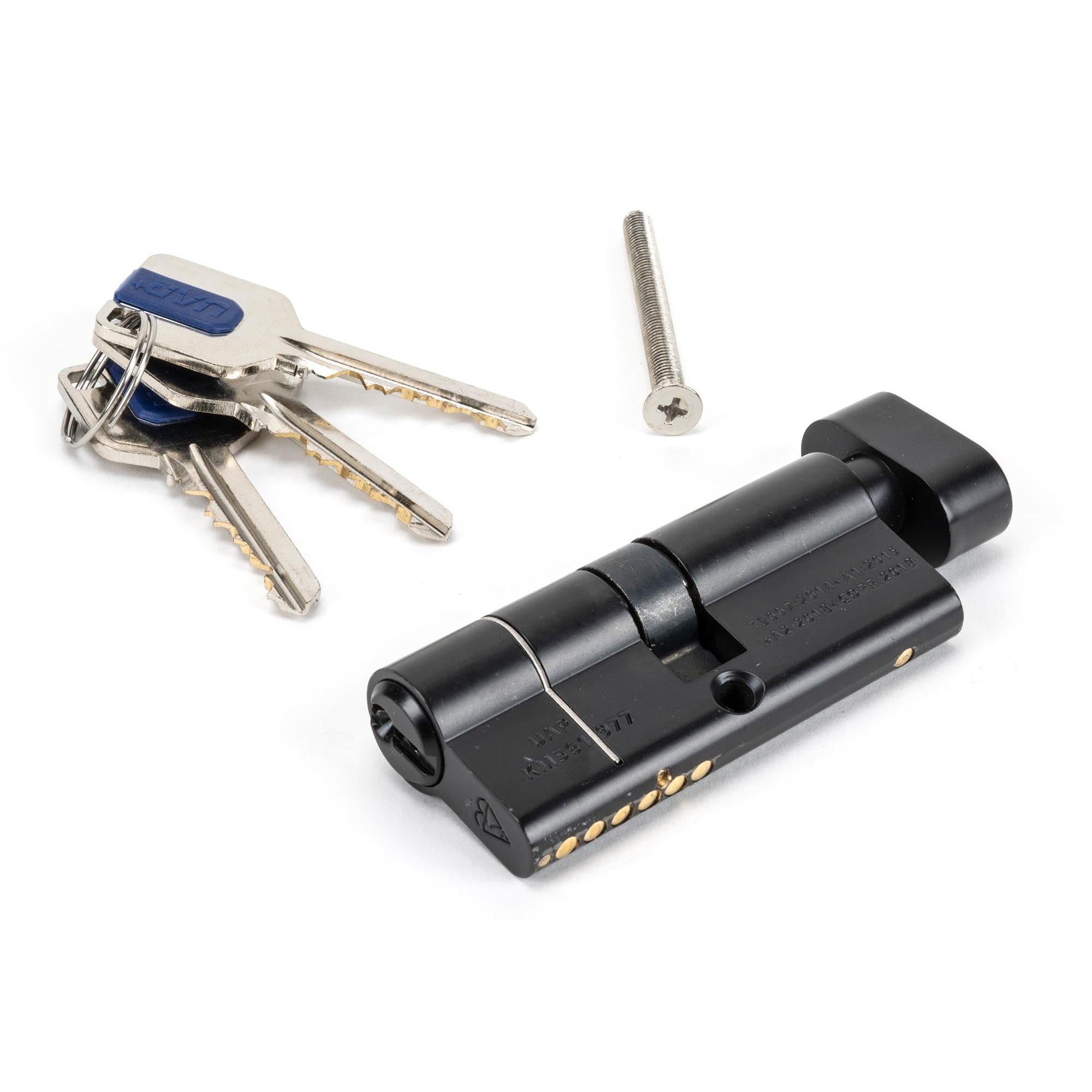 Black 35/35 6pin Euro Cylinder/Thumbturn KA | From The Anvil - Euro Cylinders - From The Anvil - Yester Home