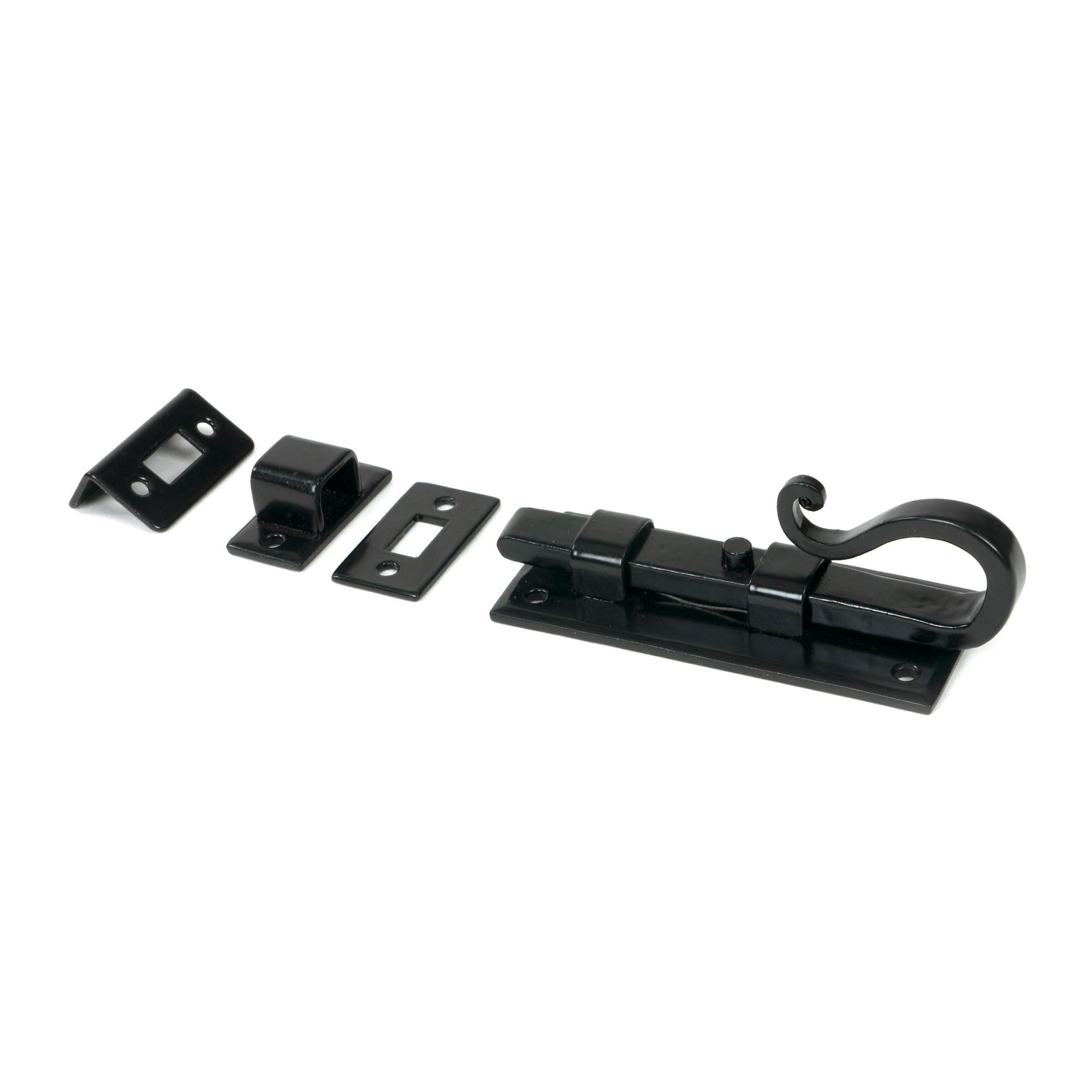 Black 4" Shepherd's Crook Universal Bolt | From The Anvil - Bolts - From The Anvil - Yester Home