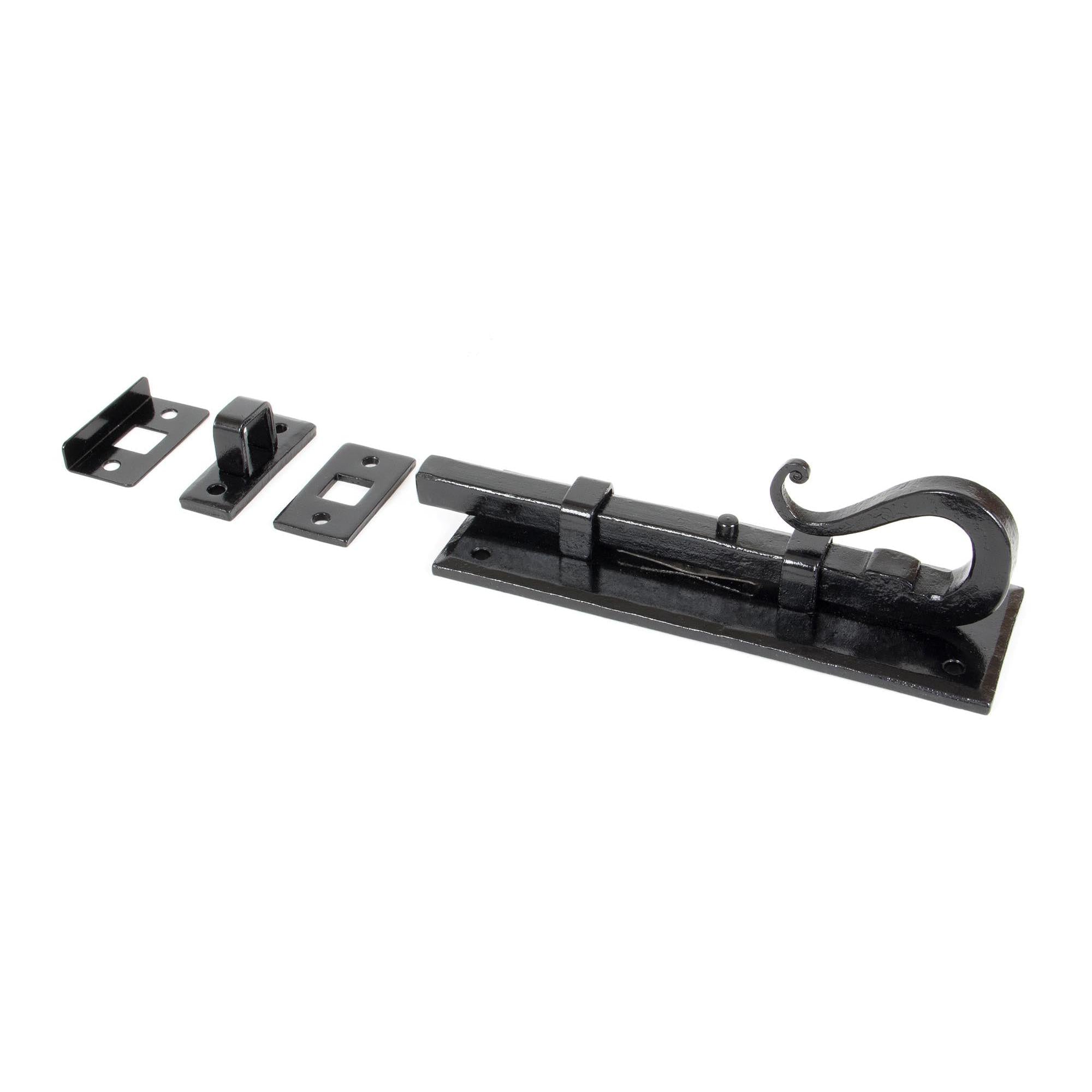 Black 6" Shepherd's Crook Universal Bolt | From The Anvil - Bolts - From The Anvil - Yester Home
