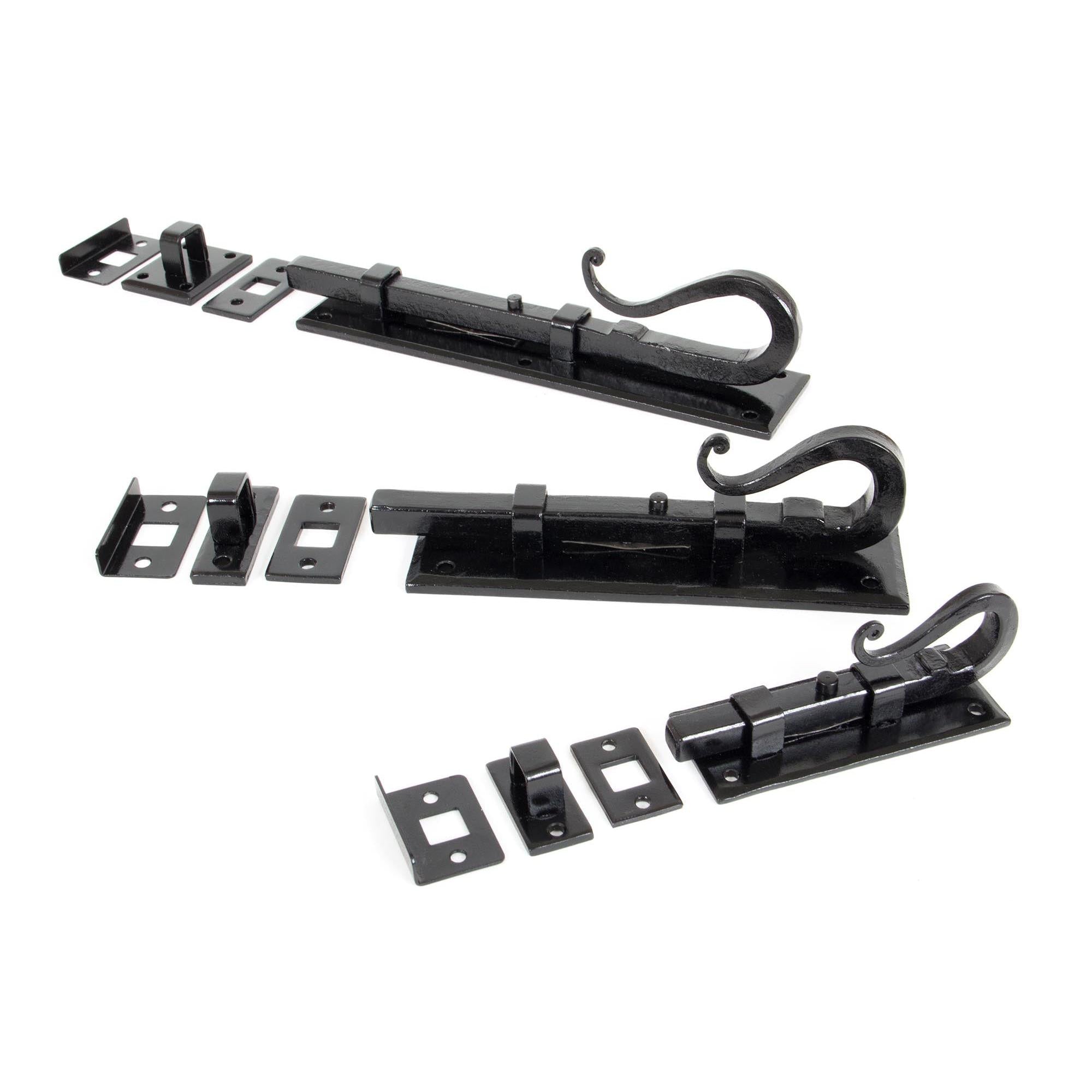 Black 6" Shepherd's Crook Universal Bolt | From The Anvil - Bolts - From The Anvil - Yester Home
