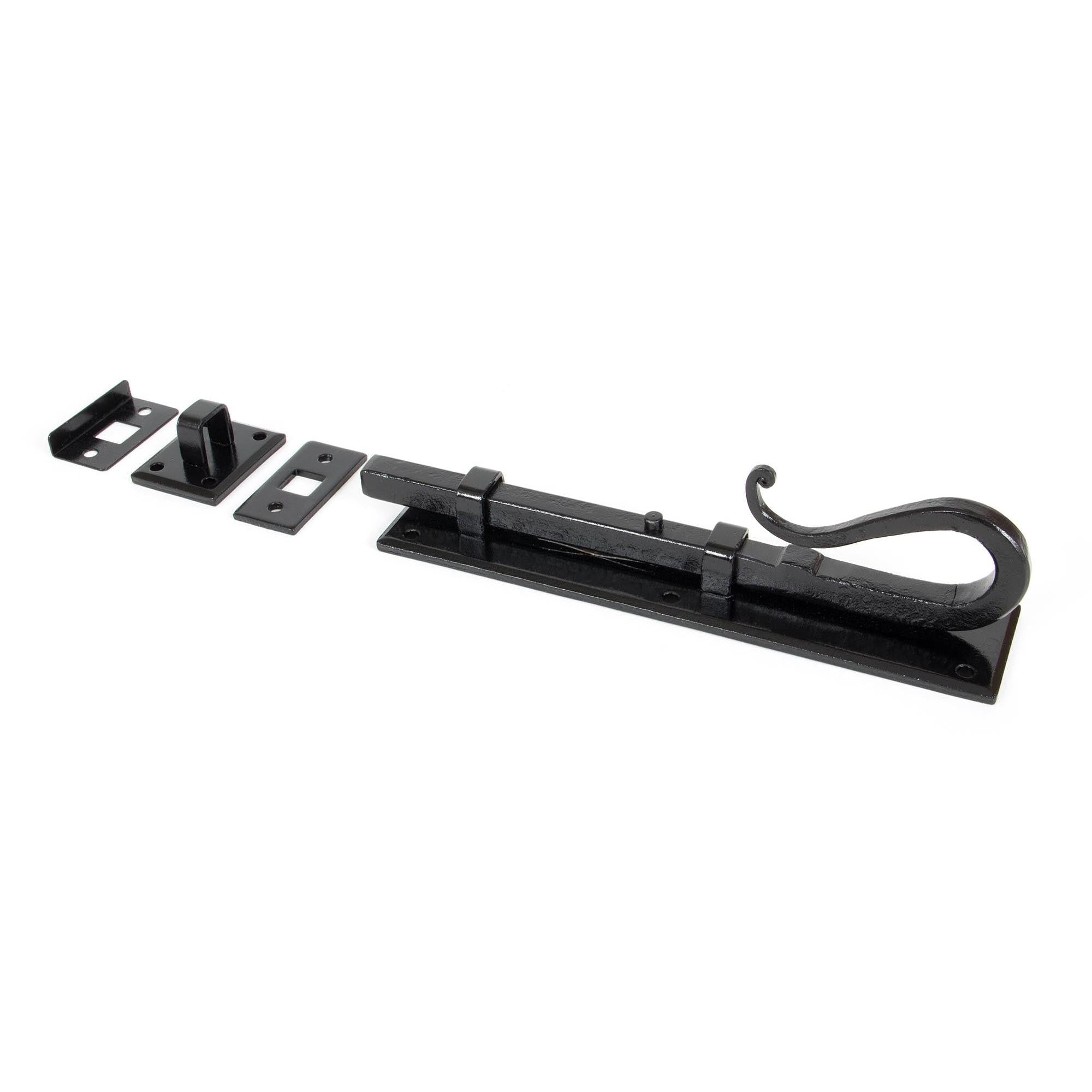 Black 8" Shepherd's Crook Universal Bolt | From The Anvil - Bolts - From The Anvil - Yester Home