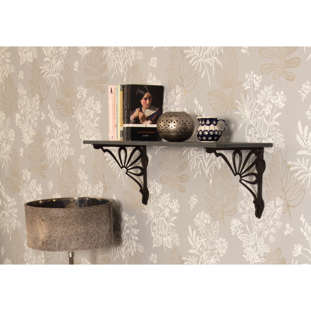 Black 9" x 9'' Flower Shelf Bracket | From The Anvil-9 - 10" Shelf Brackets-Yester Home