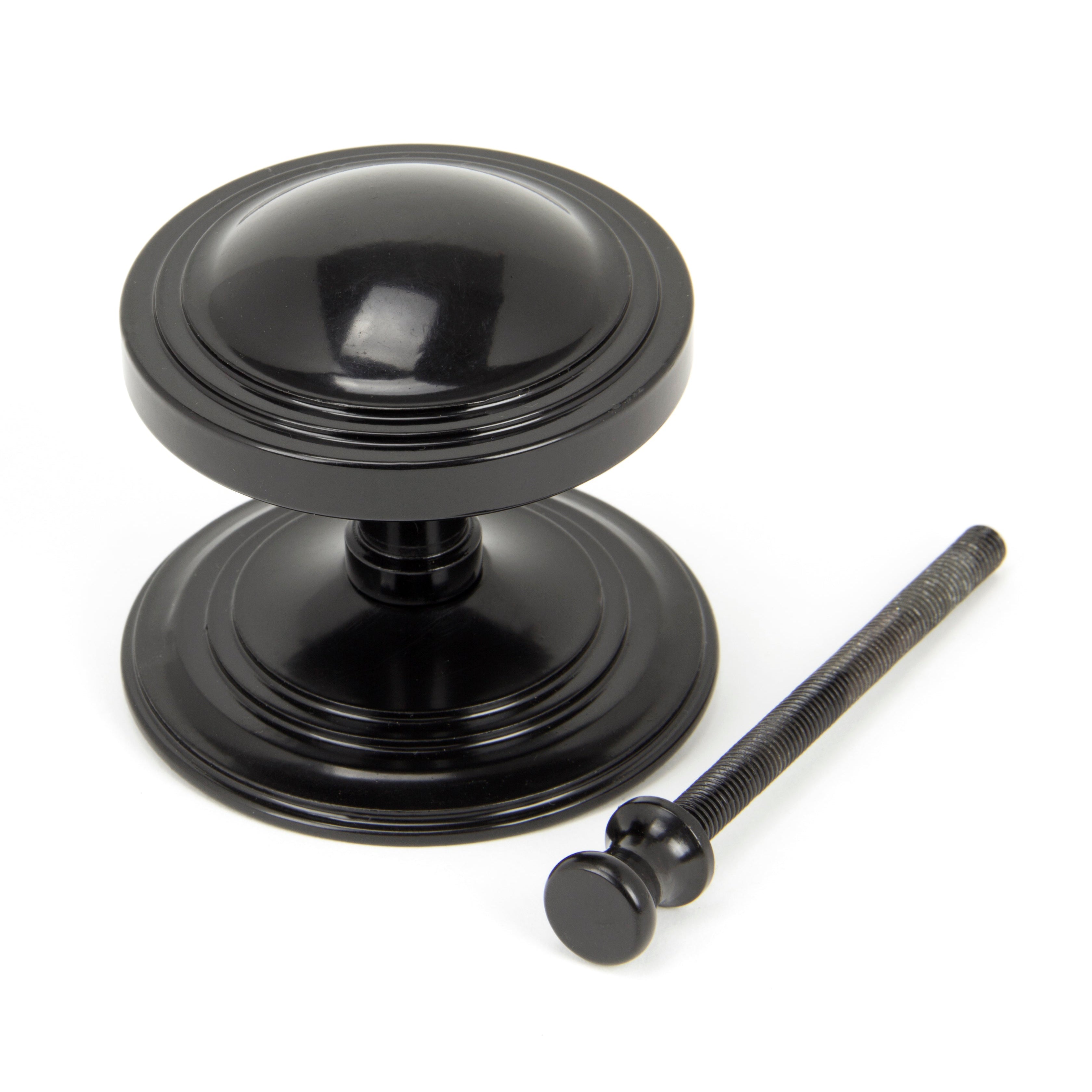 Black Art Deco Centre Door Knob | From The Anvil-Centre Door Knobs-Yester Home