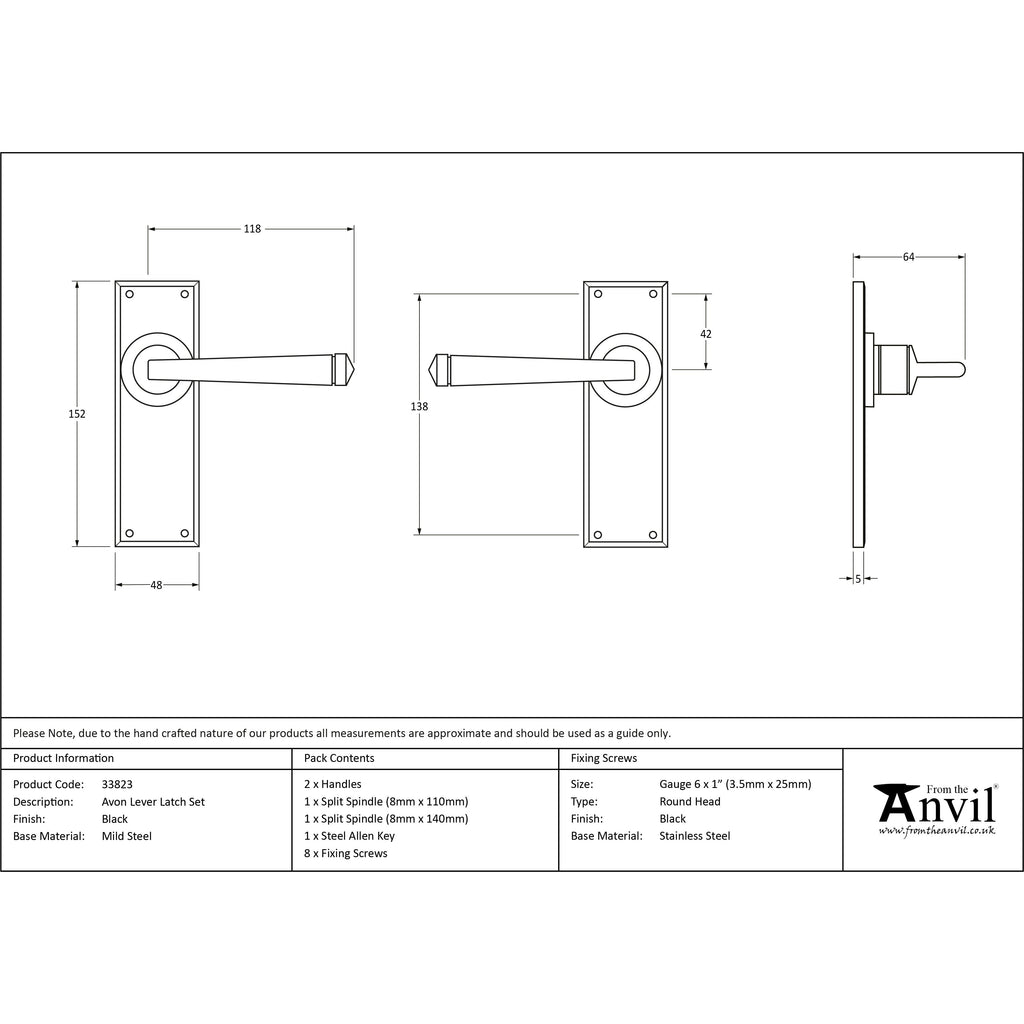 Black Avon Lever Latch Set | From The Anvil