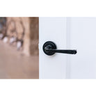 Black Avon Round Lever on Rose Set (Art Deco) | From The Anvil-Concealed-Yester Home