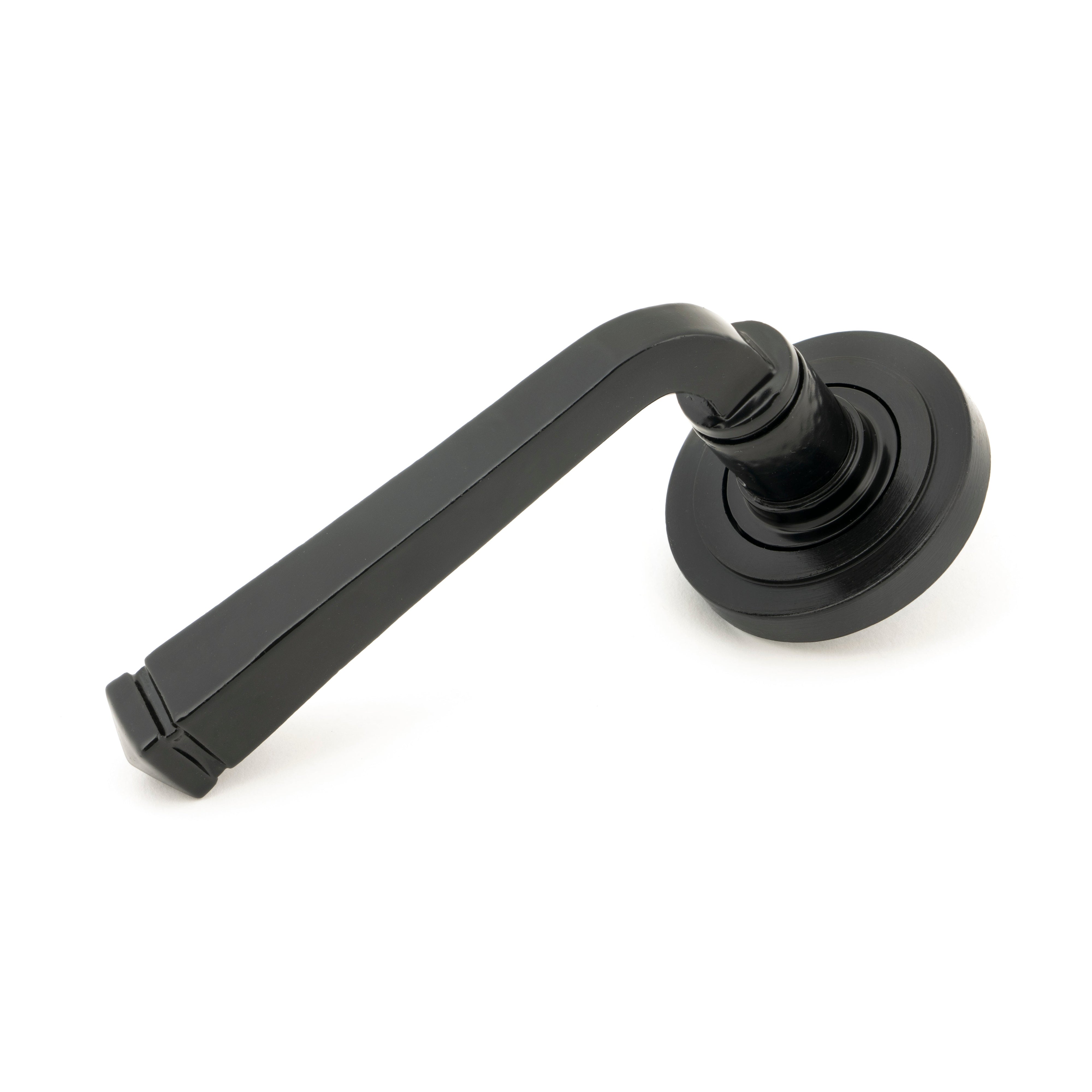 Black Avon Round Lever on Rose Set (Art Deco) | From The Anvil-Concealed-Yester Home