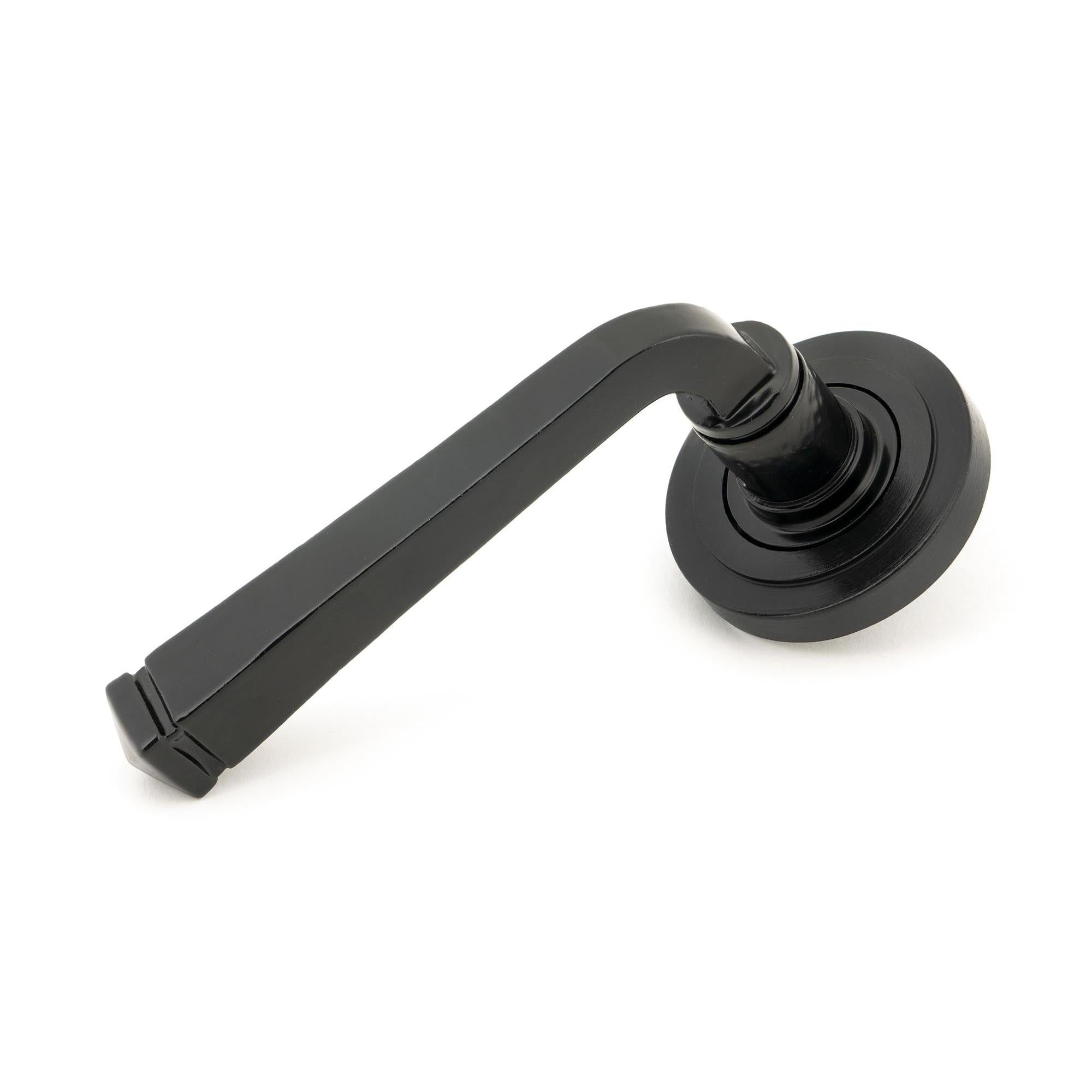 Black Avon Round Lever on Rose Set (Art Deco) - Unsprung | From The Anvil - Concealed - From The Anvil - Yester Home