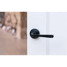 Black Avon Round Lever on Rose Set (Beehive) | From The Anvil-Concealed-Yester Home