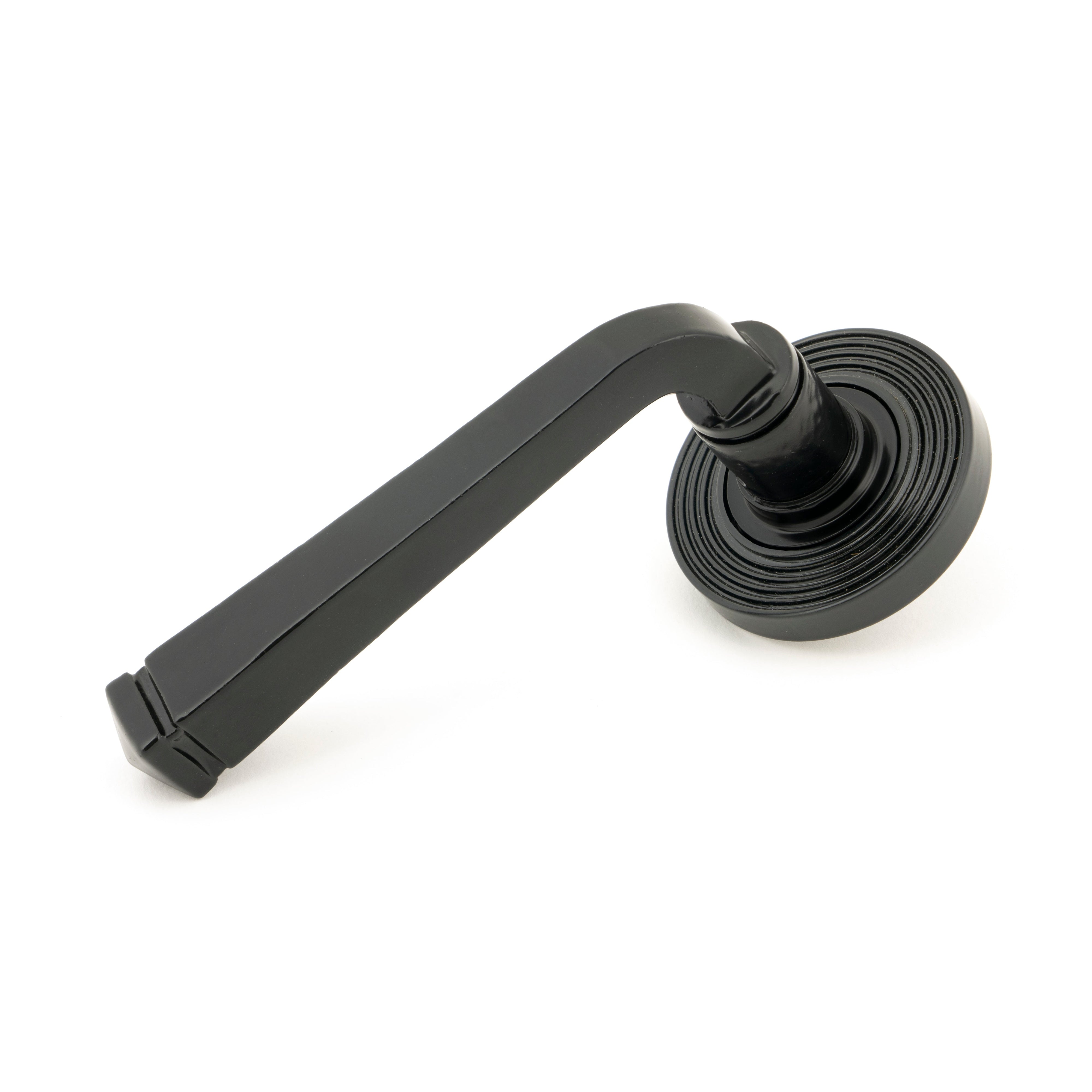 Black Avon Round Lever on Rose Set (Beehive) | From The Anvil-Concealed-Yester Home