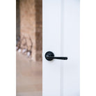 Black Avon Round Lever on Rose Set (Plain) | From The Anvil-Concealed-Yester Home