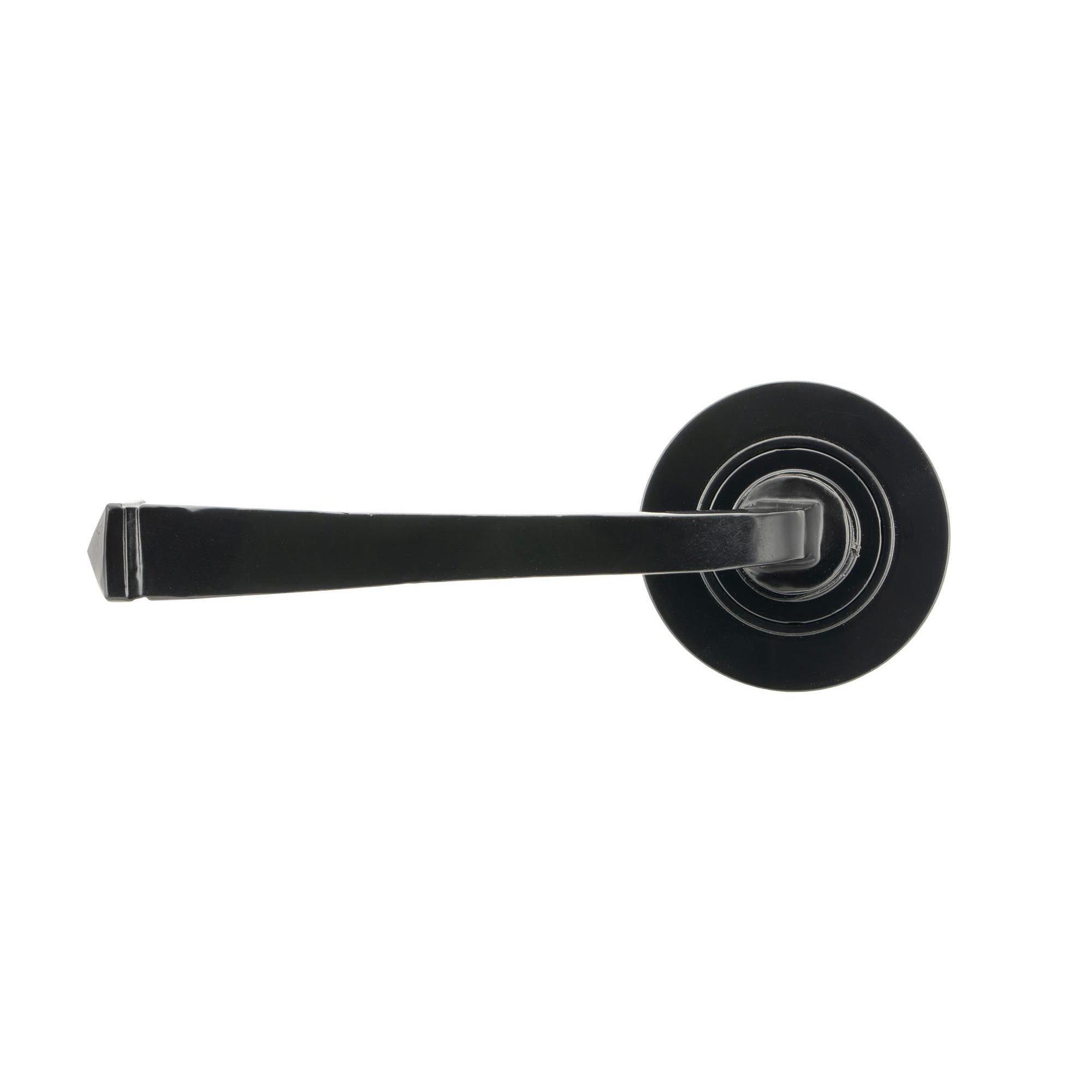 Black Avon Round Lever on Rose Set (Plain) | From The Anvil - Concealed - From The Anvil - Yester Home