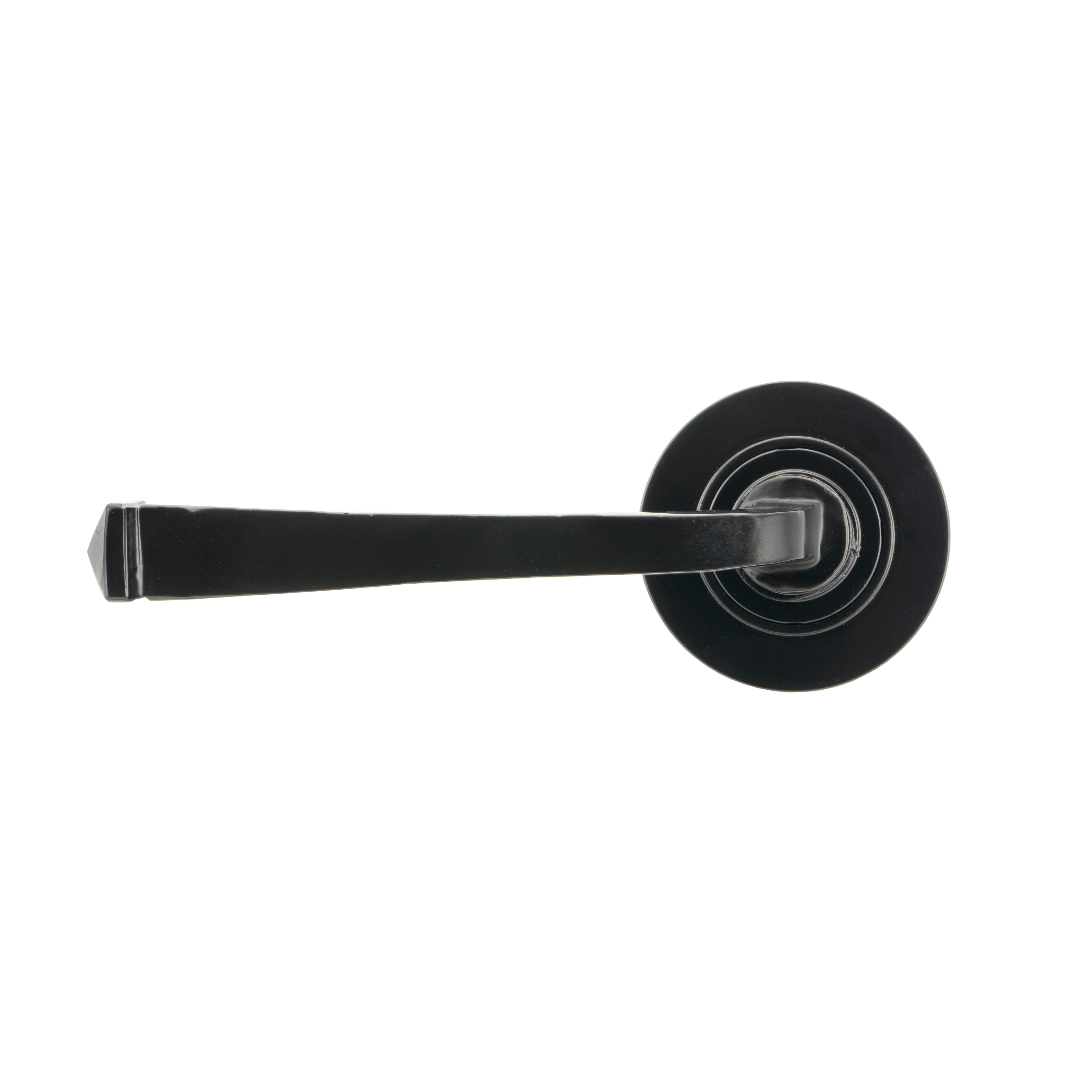Black Avon Round Lever on Rose Set (Plain) - Unsprung | From The Anvil-Concealed-Yester Home
