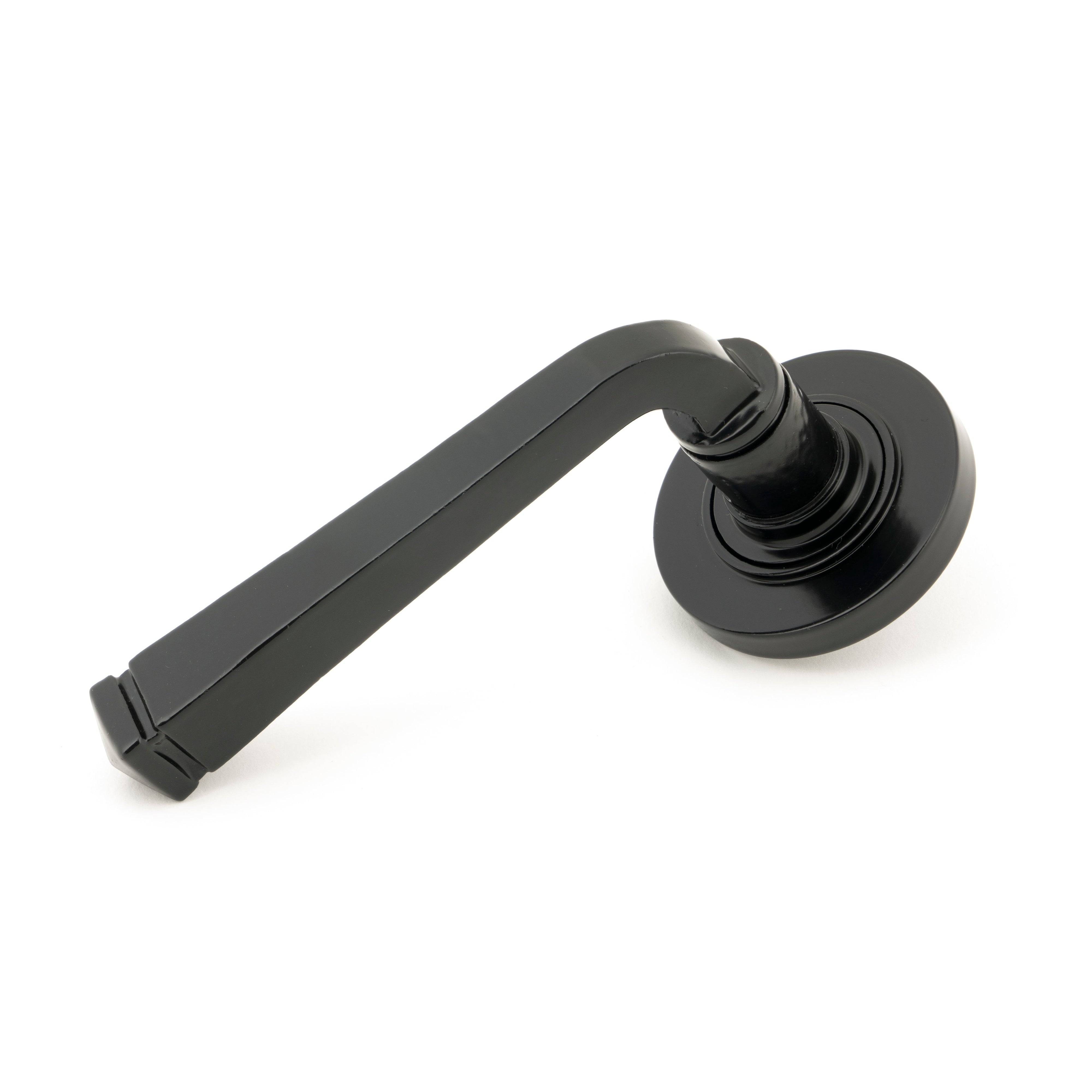 Black Avon Round Lever on Rose Set (Plain) - Unsprung | From The Anvil-Concealed-Yester Home