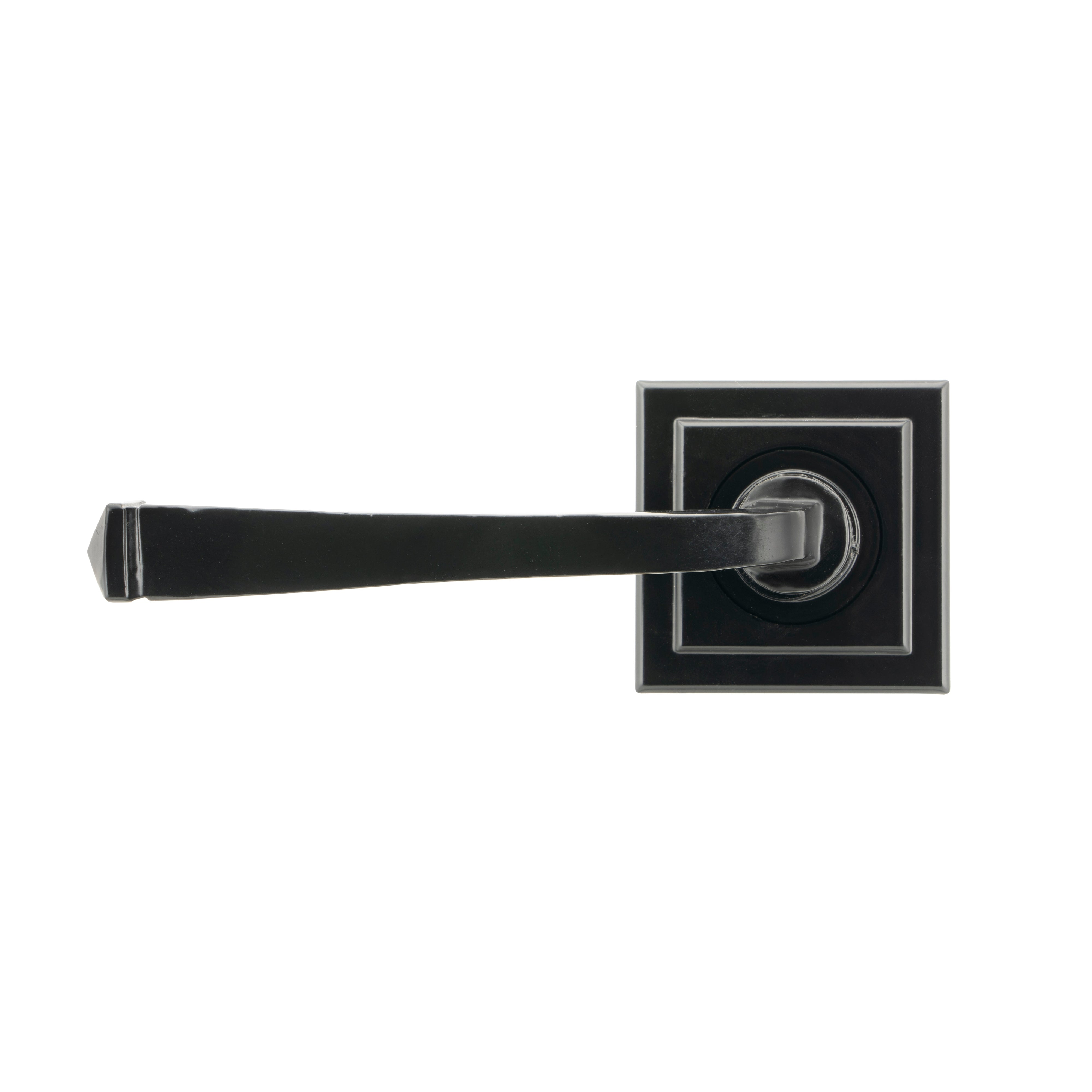 Black Avon Round Lever on Rose Set (Square) | From The Anvil-Concealed-Yester Home