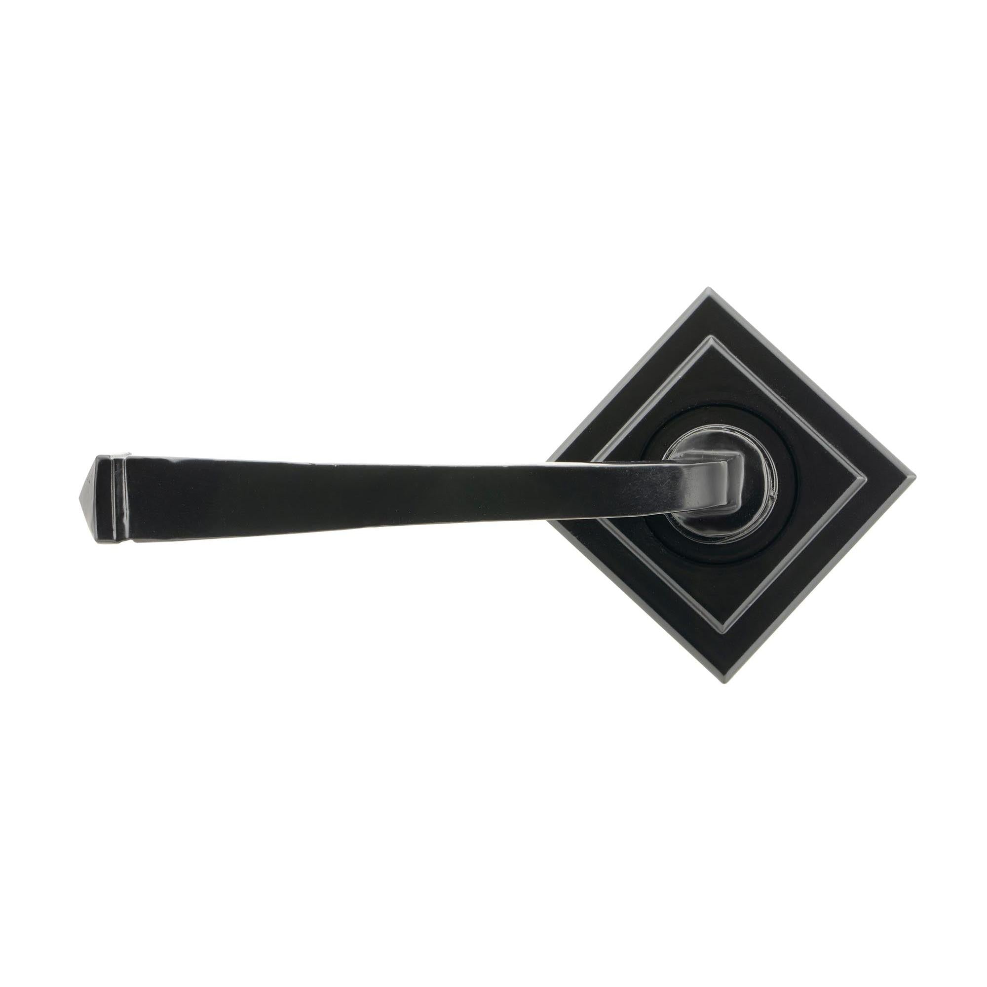 Black Avon Round Lever on Rose Set (Square) - Unsprung | From The Anvil - Concealed - From The Anvil - Yester Home