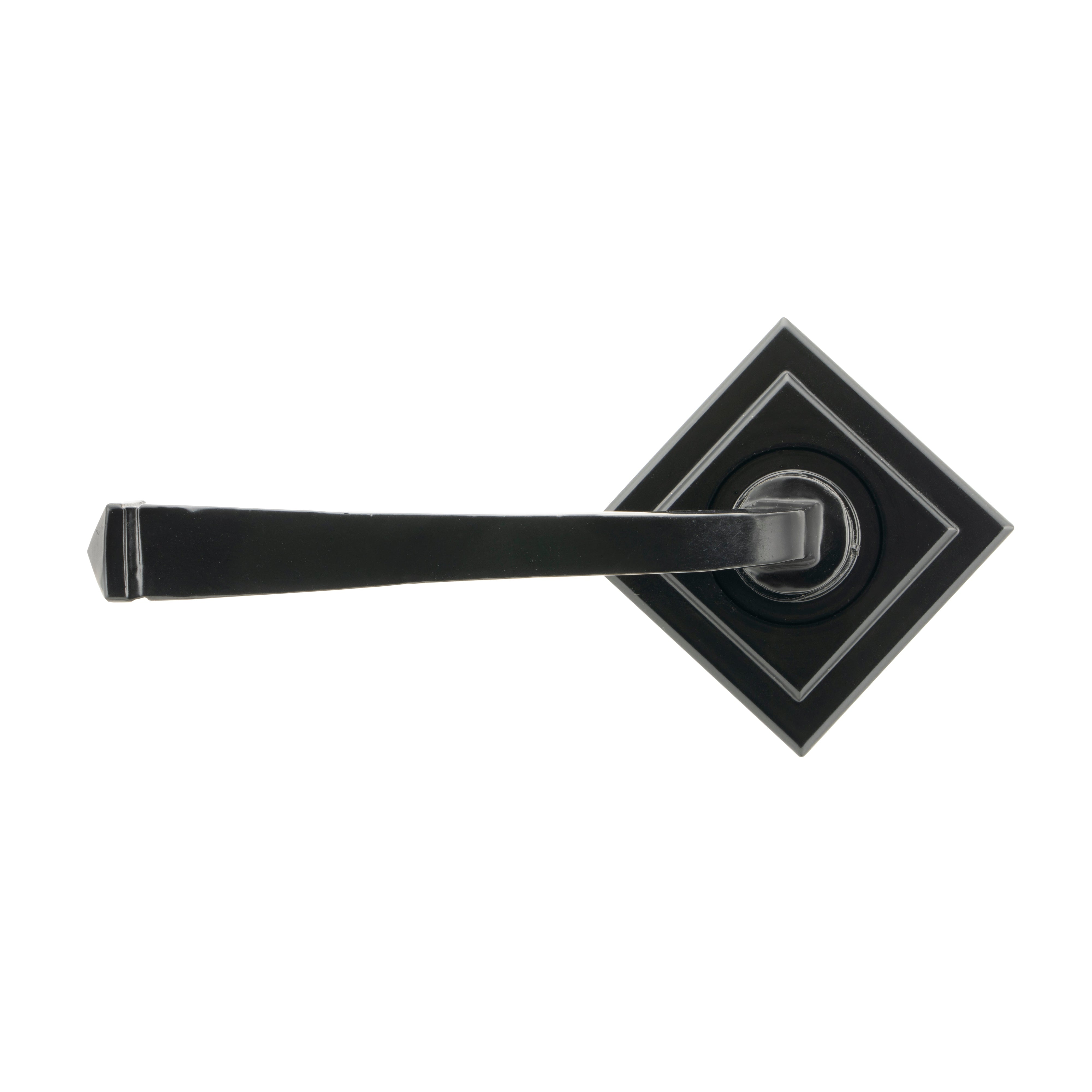 Black Avon Round Lever on Rose Set (Square) - Unsprung | From The Anvil-Concealed-Yester Home